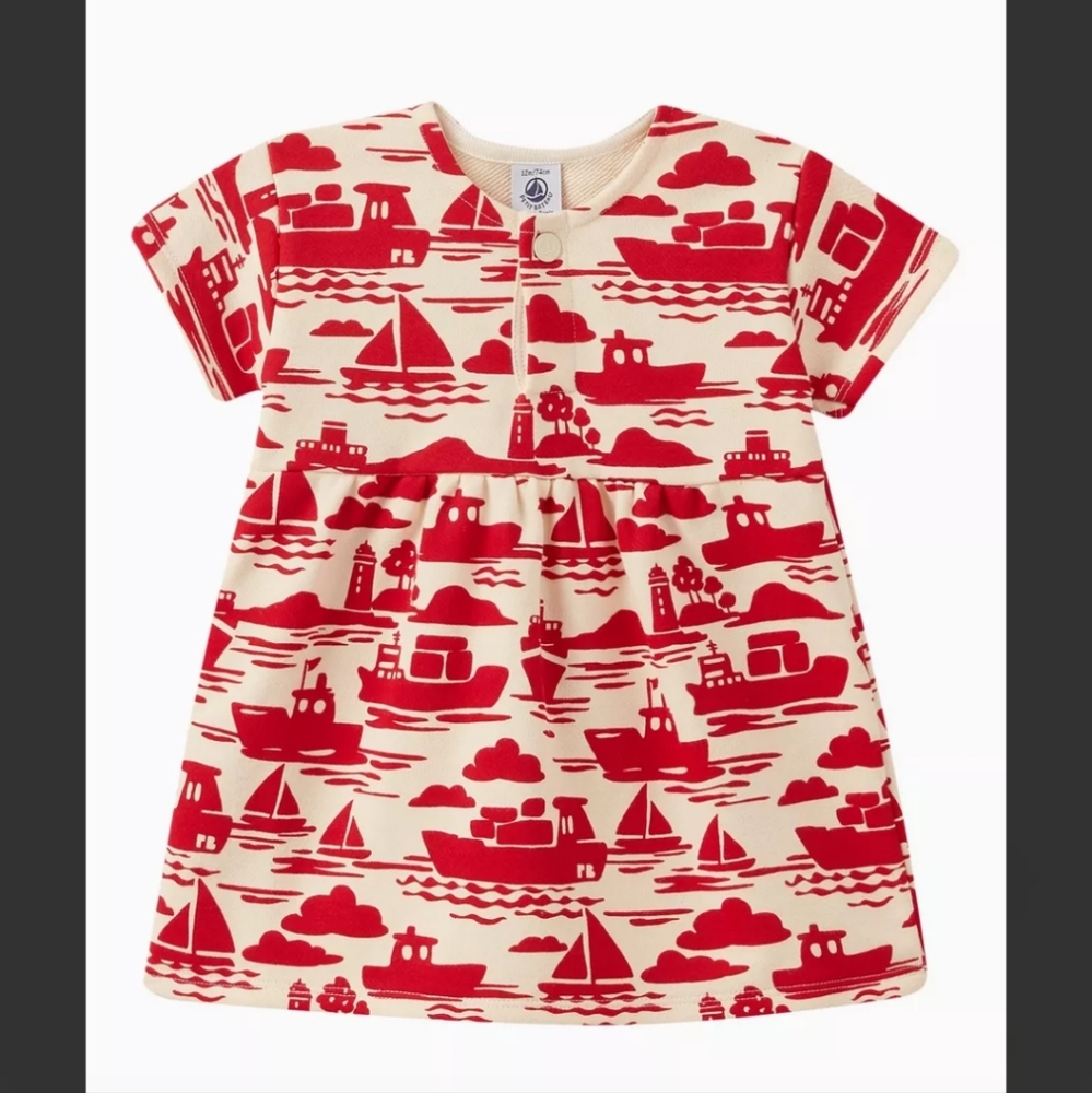 Petit Bateau Red and Cream Nautical Dress